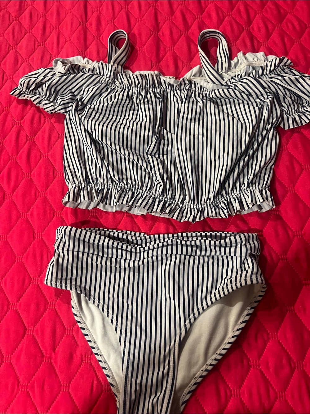 Habitual Girls Navy and White Striped Two-Piece Swim Bikini